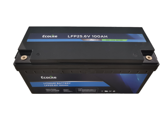 25.6V 100Ah LiFePO4 батарея перезаряжаемые литийные батареи BMS Встроенные для RV лодок Наружные кемпинговые пользовательские