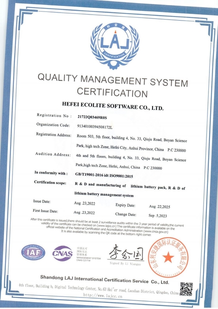 Китай HEFEI ECOLITE ENERGY CO., LTD. Сертификаты