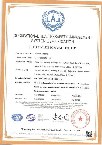 Китай HEFEI ECOLITE ENERGY CO., LTD. Сертификаты